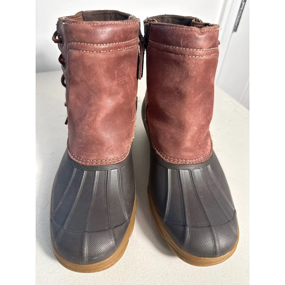 Sperry Top-Sider Saltwater Wedge Duck Boots Burgundy Leather STS80770 Womens 8.5